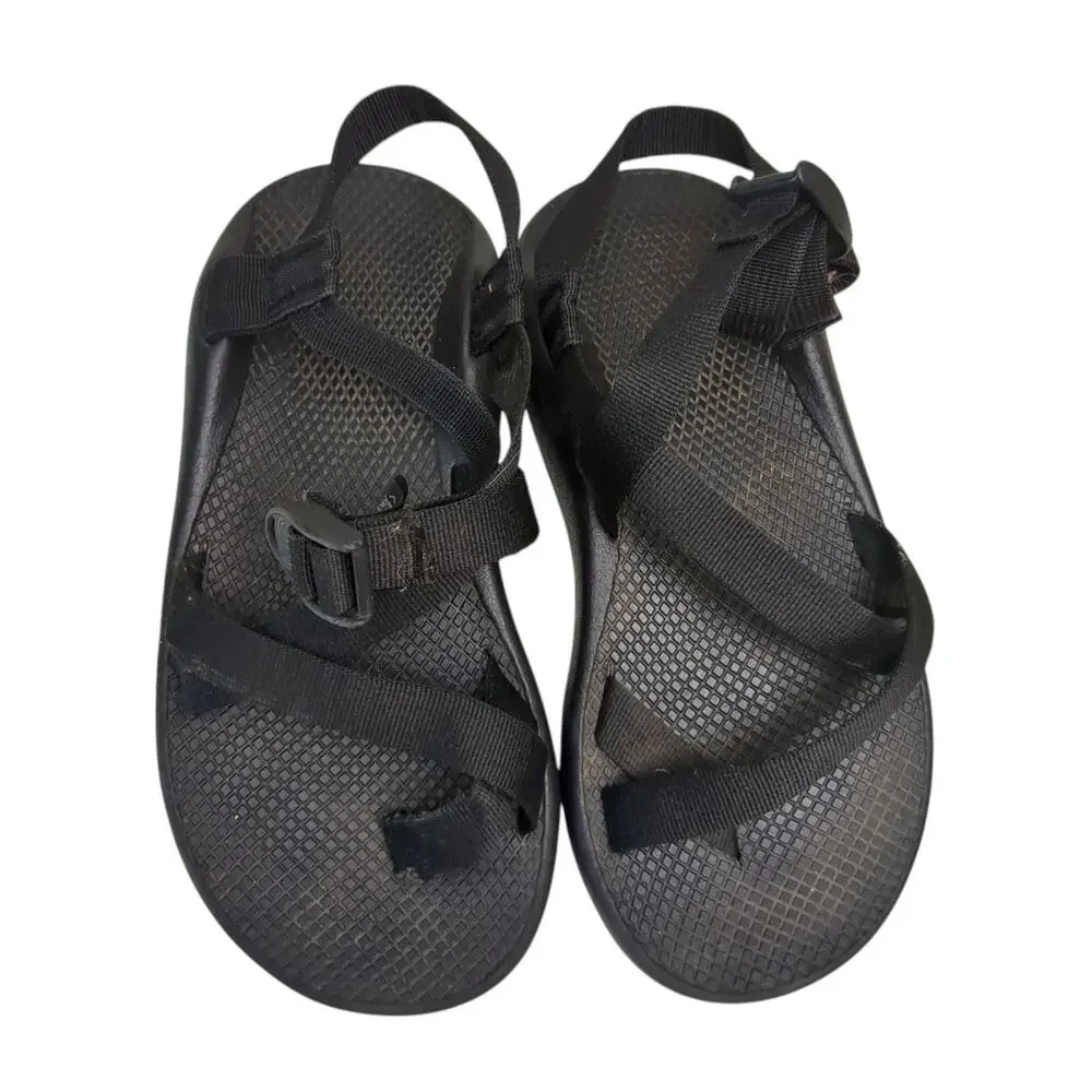 Chaco Classic Sandals Mens Size 7 Wide Black Toe Loop Adjustable Outdoor Hiking